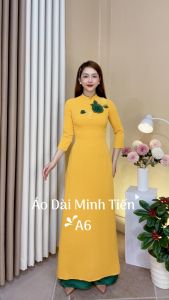 Áo Dài Lụa Mỹ Cao Cấp Họa Tiết Đính Kết Thủ Công Tỉ Mỉ - Mã A6