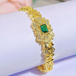 Sequito đặc biệt sang trọng Vàng Vàng Vòng Đeo Tay Bangle Pave Thiết Aaaaa Zircon lập phương đá xanh lá cây Phụ Nữ trang sức đeo cổ tay Cho Cô Dâu tiệc cưới B311