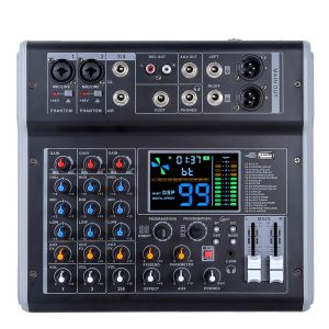 Professional Audio Mixer 4/6-channe lหน้าแรก KTV สมดุล-3EQ / 99DSP ผลกระทบ / บัตรเสียง / การบันทึก / ความล่าช้า / เสียง