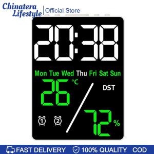 Alarm Clocks with Temperature Indoor Humidity Battery Operated Digital Travel Alarm Clock Automatic Dimming for Bedrooms