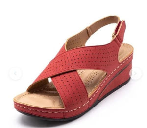 New Large Size Wedge Heel Stitched Vintage Hollow Breathable Summer WomenS Sandals