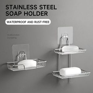 1/2 Layer Stainless Steel Soap Rack Wall Mounted Soap Holder Soap Box Soap Dish Soap Rack Bathroom Accessories