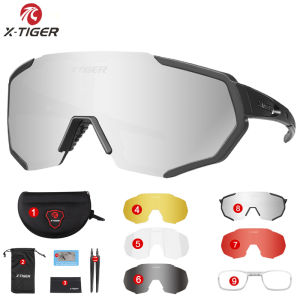 X-TIGER Phân Cực 5 Ống Kính Kính Đi Xe Đạp Đường Xe Đạp Kính Mắt Đi Xe Đạp Kính Râm Xe Đạp Leo Núi MTB Kính Xe Đạp