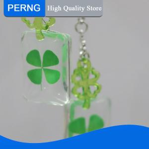 [PERNG] Tehe 1 Piece Lucky Four-Leaf Clover Pendant Cellphone Lanyard Keychain Woman Girl Bag Camera Decoration Phone Strap Charm Chain