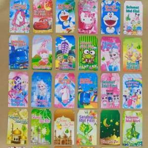 AMPLOP ANGPAO LEBARAN IDUL FITRI LUCU AMPAU KARAKTER ( isi 100 pcs )