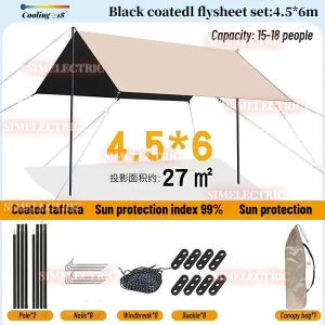 【READY STOCK】EcoSport 4.5mx6m Huge Flysheet Waterproof Camping Tarp Silver Coating UV Shelter Khemah Kanopi