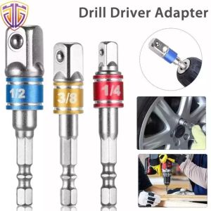 OUDISI 1/4 3/8 1/2 Wrench Socket Adapter Hex Shank Adapter Drill Nut Driver Power Extension Bit Set for Drills