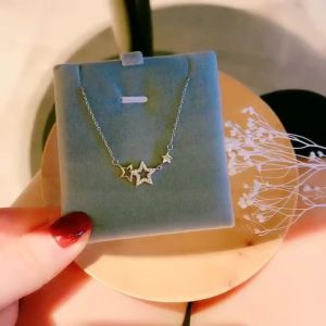 New 925 Sterling Silver Star Necklace Shiny Zircon Pentagram Clavicle Chain Exquisite Small Pendant Female Wedding Jewelry Gift