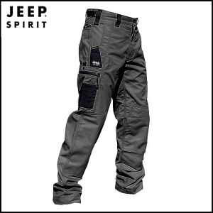 JEEP SPIRIT Hawkeye Pocket Tactical Pants Mens Executive Pants City Edition Spring and Autumn Outdoor Travel Pocket Pants Wear-resistant Travel Pants