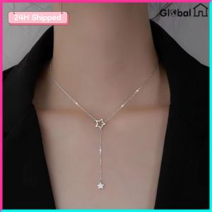 【24H COD】Adjustable Dazzling Star Necklace Hollow Tassels Design Star Charm Choker Necklace