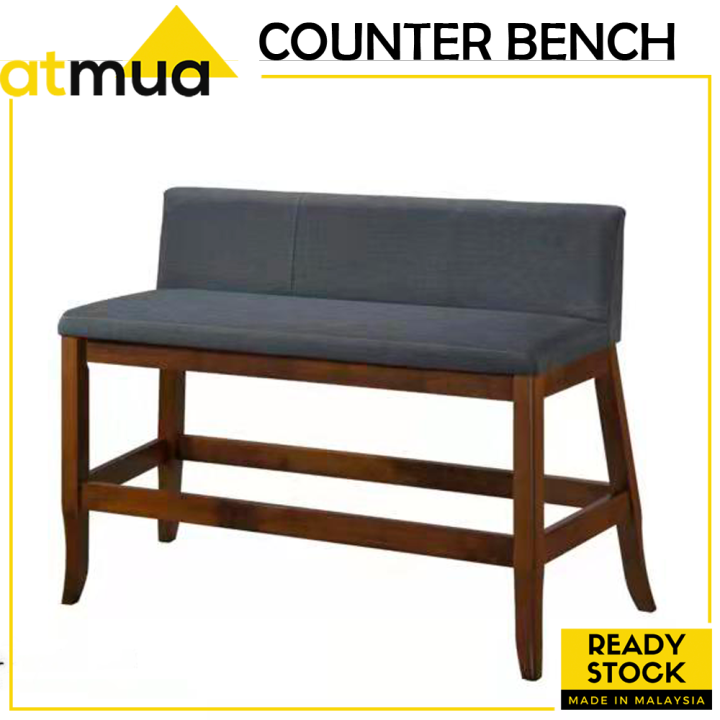 Atmua Furniture Ringo Counter Bench High Bench Bangku Tinggi Seat Height 67cm Solid Rubber Wood with Metal Support Sturdy and Strong Lazada