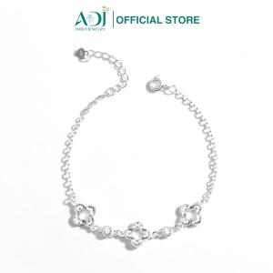 Lắc Tay Trang Sức Bạc 925 ADJ Hoa Bốn Cánh Kiêu Sa Phụ Kiện Trang Sức Cao Cấp SL134253AD