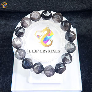 Collection Grade Faceted Silver Obsidian / Icy Black Obsidian Bracelet