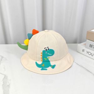 CANICECA Cartoon Dinosaur Baby Bucket Hat 3D Sun Protection Kids Panama Sun Hats Cute Kids Wide Brim 3D Cartoon Hat Summer Season