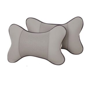 COD 2PCS Car Neck Pillow Universal Car Auto Seat Headrest Neck Rest Pillow Leather Breathable Cushion Pad Head Rest Bone Automotive Interior Accessories