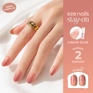 Eze Nails - Malahayati in Nude Brown Stay On Manicure (Kuku Palsu Tempel + Lem Cair)