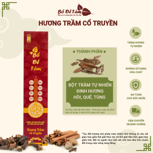 Hương nhang trầm phúc lộc tài Bồ đề tâm 99 nén ngắn 29cm cháy 40 phút hương trầm cho ban thần tài nhà chung cư