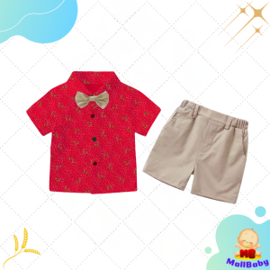 BabyBeb Setelan Kemeja Natal Anak Bayi Laki Laki Celana Dasi Christmas Theme Xmas 6 - 15 Bulan