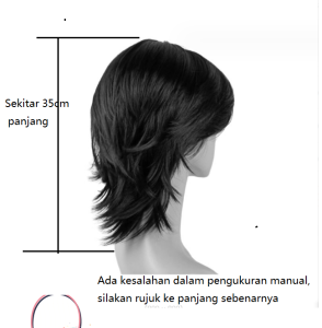 Wig ekor serigala rambut pendek lelaki dan wanita kepala mullet merah bersih gaya rambut samurai Jepun versi Korea pelajar kacak penutup kepala penuh