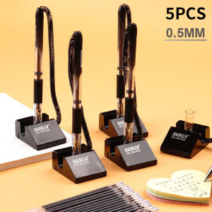 1/5PCS Table Top Pen 0.5mm Black Desktop Counter Pen with String Wire Stand for Office Bank School