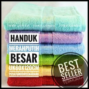 HANDUK MANDI BESAR MERAH PUTIH HANDUK MP UK 60X120CM FULL