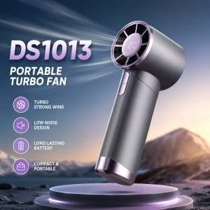 NANATECH DS1013 Portable Handheld Fan 1-100 Speeds Adjustable Turbo Fan LED Display Rechargeable Ice Cooling