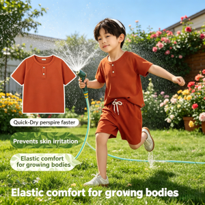 AILEBE Kids Sets 2PCS Terno Sando Shorts Set Quick-Dry Breathable Waffle Fabric Elastic Comfort Prevents Skin Irritation Cool Summer Clothes For Baby 0-5Y