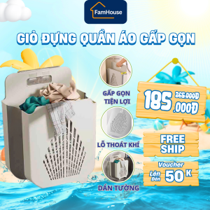 Giỏ đựng quần áo dán tường có thể gấp gọn tiện lợi kèm miếng dán