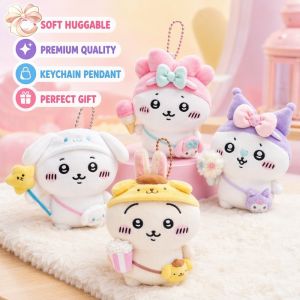 Cute Chiikawa Plush Keychain Kawaii Stuffed Doll Bag Pendant Soft Cartoon Ornament For Kids Fans Birthday Gift Decor Accessory