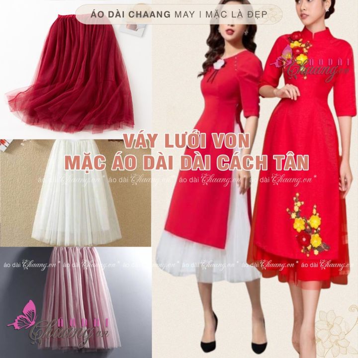 Set áo dài cách tân nhung đỏ kèm chân váy - Quần Áo Xưởng May ANN