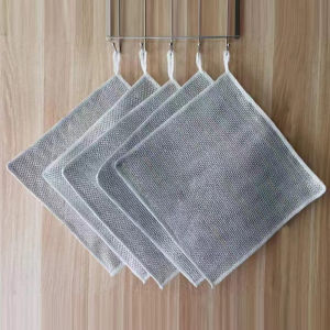 Bamboo Charcoal Cleaning Cloth Kitchen Home/Strong Absorbent/Non-Damaging Double-Sided Metal Cleaning Towel/Washable Dishwashing Cloth For Adults