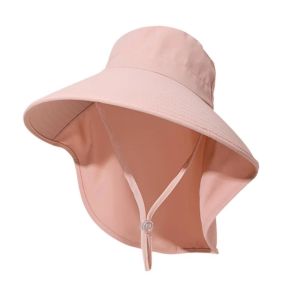 XINSU38 Korean Style Wide Brim Sun Hat 50+ UPF Anti-UV Sun Protection Hat Trendy Outdoor Women Bucket Hats with Neck Cover