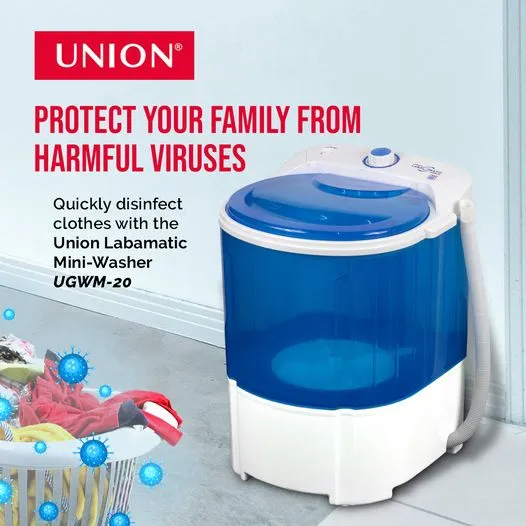 Union UGWM-20 Mini Washing Machine without Dryer 180W Motor