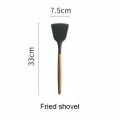 PLT  spatula silikon gagang kayu tahan panas / alat masak sodet sutil. 