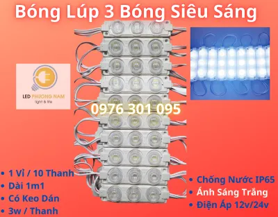 Led Rọi Mắt Trâu 3 Bóng led hắt rọi lúp cao siêu sáng 3W điện áp DC12V (set 10 thanh)