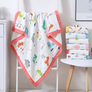 Chăn Sợi Tre bo viền 4 lớp mềm mịn kháng khuẩn Chất liệu sợi tre kết hợp cotton tự nhiên Kích thước 120cmx120cm