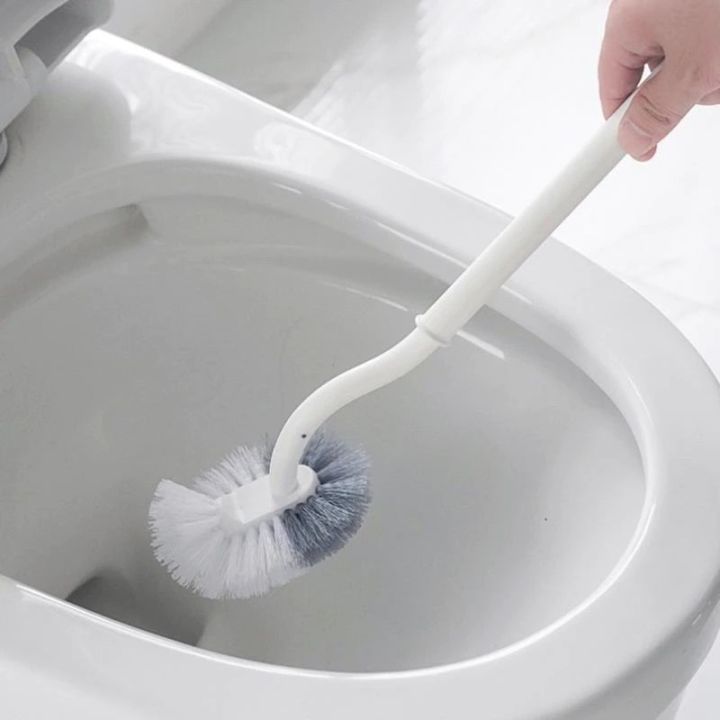 Bathroom Curved Compact Handle Toilet Bowl Brush Strong Bristles ...