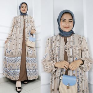 Gamis Lebaran Idul Fitri 2024 Aliya Dres Crinkle Airflow Mix Ceruty Dress Kondangan Wanita Elegan