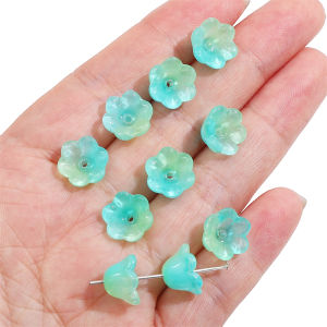 10pcs 12x7mm Glass Crystal Gradient Bell Orchid Flower Beads For DIY Making Jewelry Accessories