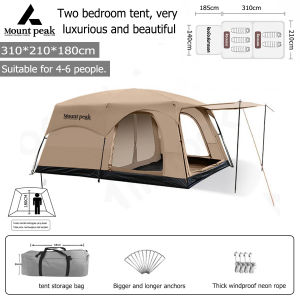 Mount peak5-8-12 Person Large Camping Tent Outdoor Waterproof Family Tent Double layered BIG Tent Two Room One Living Room Tent UV proof Tent