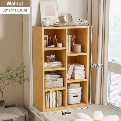 80/120CM Wooden Book Shelf With Door Bookshelf Devider Storage Shelf Wood Rack Divider Cabinet Toy Organizer Multi Storage Space With Door DIY