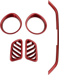 Interior Dashboard A/C Panel Trim Cover Fit for Kia Forte 2019-2024 Dashboard Left Right Air Vent Outlet Trim Center Console Airconditioning Decor Frame Accessories (red)