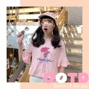 KDAShop เสื้อยืดแขนระบายสไตล์สาวหวาน เกาหลีฟีเว่อร์สุดๆ ผ้านิ่มจนอดใจไม่ไหว แมชท์ง่ายกับกางเกงขาสั้นและยาว