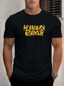 T Shirts For Man HUMAN ERROR 100% Cotton Graphic Printing Summer Round Neck T-Shirt Casual Breathable Street Style Daily Top
