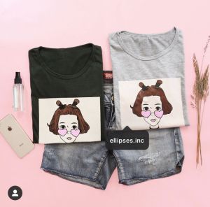 ELLIPSES.INC Tumblr Tee / T-Shirt / Kaos Wanita & Pria Lengan Pendek Double Buns Girl