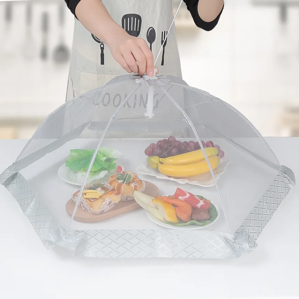 Fly Cover, Foldable Cover, Mesh Food Umbrella Cover Insect Protection Cover  For Food, Fruit, Picnic, Bbq, 80 Cm (grey)