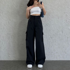 PIAMOUR STUDIOS | Cargo Pants Celana Panjang Wanita Basic Casual Loose Pants Highwaist Kekinian 2024