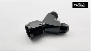 Aluminum Y Block Tee Fittings -4 AN Female Swivel to 2 x -4 AN Male Dual Y Block Splitter Hose Adapter Connector Black