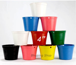 ลดราคาล้างสต๊อก!! กระถางต้นไม้กลม ขนาด4 นิ้ว (ชุด50ใบ ฟรี 5ใบ) สีอิฐ+สีดำ | กระถางพลาสติก กระถางแคคตัส กระถางกลม4นิ้ว  หนา ทนทาน คุณภาพเกรดAAA