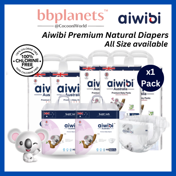 Aiwibi Premium Natural Tape Diaper Pants Diaper S/M/L/XL/XXL (1's X ...